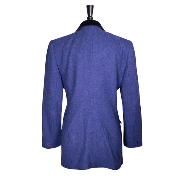 Vintage Jones New York Women's Blazer Purple Tweed Wool Velvet Collar Jacket 12 - Picture 2 of 10
